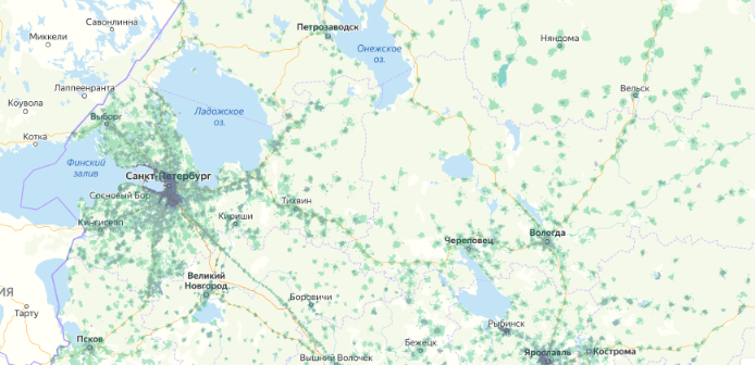 Зона покрытия МТС на карте Ивдель 